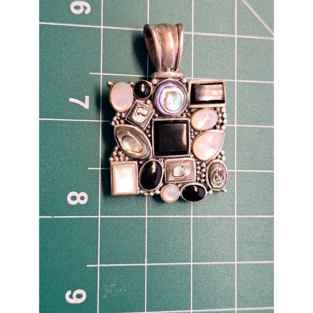 Vintage multi stones 925 sterling pendant